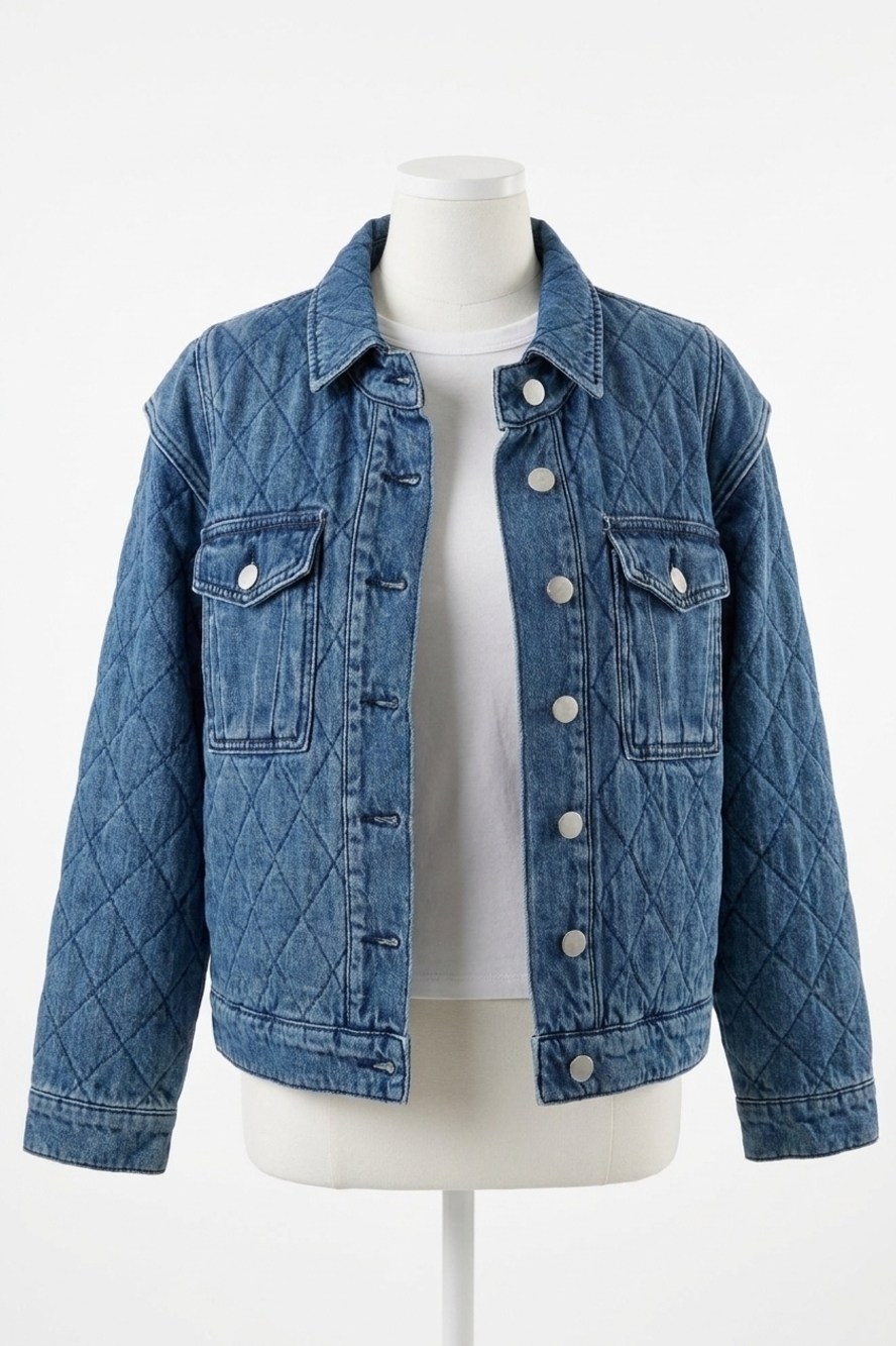 NEW DEAR JOHN DENIM courtney boxy quilted jacket in crescent